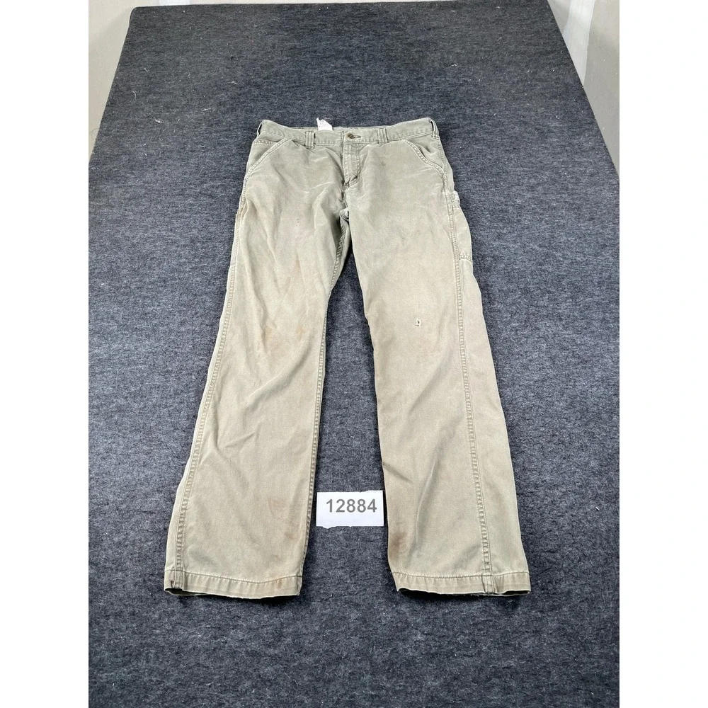 Carhartt Carpenter Pants Men 33x32 Olive Green Relaxed Fit Workwear Straight Leg
